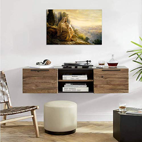 Kalawa Gethsemane Jesus Picture Framed Wall Decor For Living Room Christian Faith Jesus Wall Poster Retro Canvas Painting Prints Framed And Stretched Ready To Hang (16''W X 24''H) #TOP2