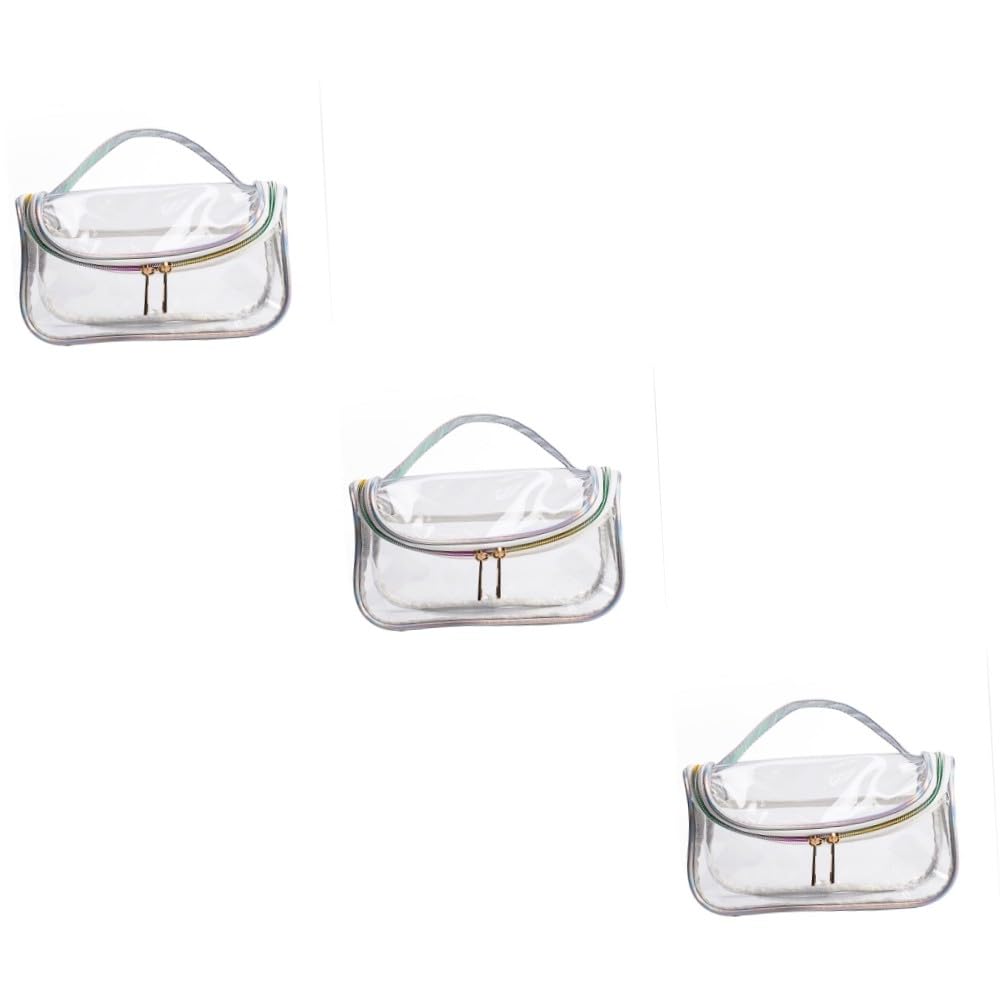 minkissy 3pezzi Borsa Trasparente Portatile Per Cosmetici e Toiletries Borsa Da Viaggio Multifunzionale Pu e Dacron Capacità Per Articoli Personali Design Leggero e Pratico Per Uso