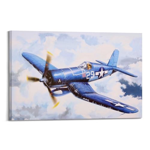 Avion de chasse F4U-A1 Corsair poster vintage WALS tableau sur toile décoration chambre ado