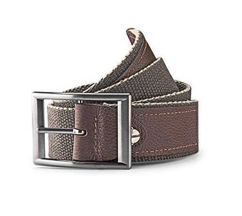 Cinto Masculino Casual Couro e Lona Dupla Face Café e Areia cor:Marrom;tamanho:95