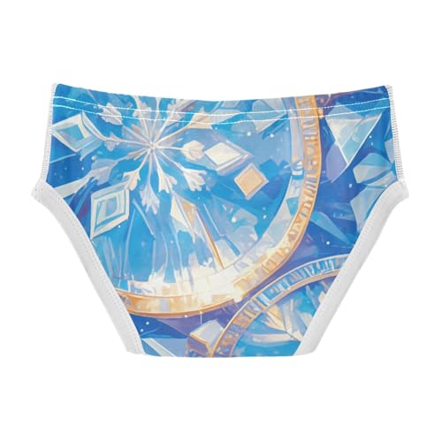 KLL Flying Bitcoins and Snowflakes Oil Painting Little Boys Cotton Boxer Briefs Breathable Children Undies2