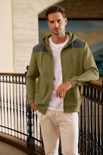 JMIERR 2025 Mens Hoodie Full Zip Up Sweatshirts Long Sleeve Drawstring Hooded Shirt with 2 Pockets4