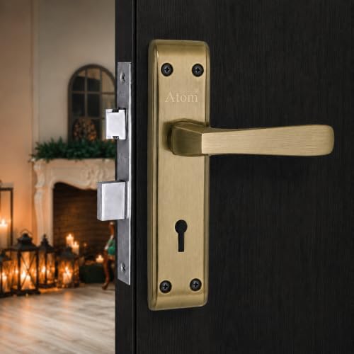 Image of Atom Pack of 2 Heavy Duty Mortise Door Lock for Bedroom, Living Room, Main Door, Brass Antique Finish | 3 Keys | 6 Lever Double Stage Lockset for House Hotel Office(1002KY)