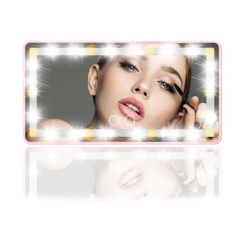 Espejo de Maquillaje LED Recargable para Auto Rectangular