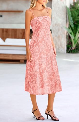 Image of BTFBM Women's Summer Dress Sleeveless Spaghetti Strap Midi Dress Sexy Cowl Neck Floral Cocktail Dress Party Dresses