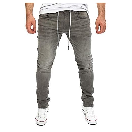 Yazubi Erik - Herren Sweathose in Jeansoptik - Jogginghose Slim Fit - Graue Jeanshosen Männer Stretch, Grau (Dark Gull Gray 180403), W33/L32