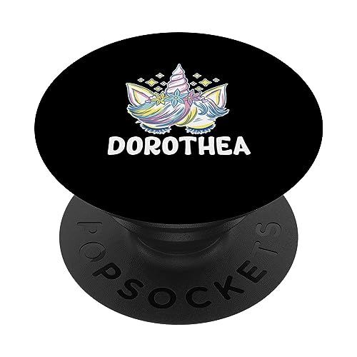 Cute Personalized Name Unicorn Crown Dorothea PopSockets Swappable PopGrip, Black