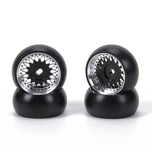 RCAWD RC Wheels Rims and Tires for 1/28 Wltoys Mini-Z, Mini-Q, Mini-D Kyosho, K969 K989 P929 Drift Rally Upgrades, Sun-Type, No More Glue RC Wheel Parts 25mm Diam Black