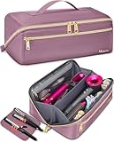 Mancro Hot Hair Tools Travel Bag with Separate Heat Resistant Mat, Large Capacity Wide-open Pouch, Hair Accessories Organizer for Flat Irons, Straighteners, Curling Iron,Dark Pink