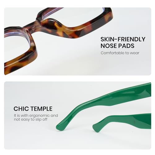 Image of Cyxus 99% Oversized Blue Light Blocking Glasses Women Men Chunky Rectangle Chic Preppy Frame Computer 8143