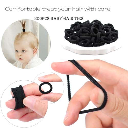 Image of 300PCS Cotton Toddler Hair Ties for Girls,No Crease Hair Ties