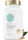 Weihrauchkapseln hochdosiert - Kurkuma, Piperin, Ingwer & Safran - Veganer 5-in-1-Komplex mit Boswellia Serrata (85% Boswelliasäuren) - 120 Kapseln für 2 Monate - COSPHERA