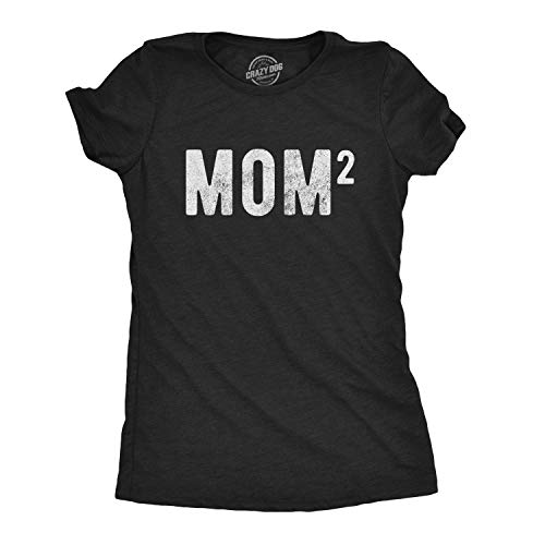 Image of Womens Mama Squared Cubed T Shirts Funny Mom of Two Three or Four Tees for Mothers Day