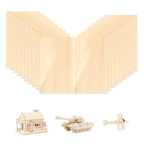 Lot de 20 plaques de contreplaqué - 200 x 100 x 2 mm - En bois de balsa - Pour travaux manuels, projets laser, bricolage et modélisme