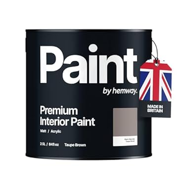 Hemway - Premium Interior Paint - Taupe Brown 2.5 L | Indoor Matt Finish, Acrylic & Water-Based Emulsion | Quick Dry & High Coverage for the Kitchen, Bathroom & Bedroom