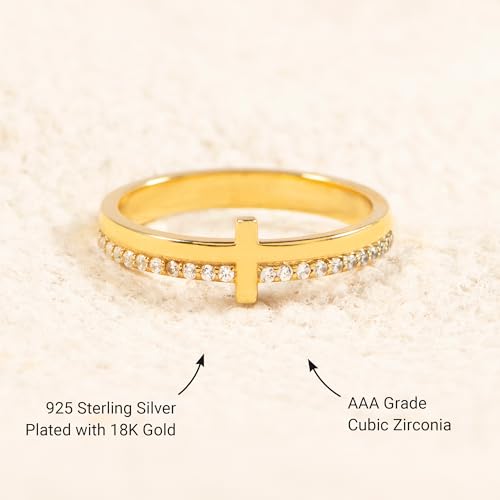 STORYJEWELLERY Cross Rings for Women, 925 Sterling Silver Purity Ring with Cubic Zirconia, Dainty Christian Jewelry, Confirmation and Baptism Gifts4