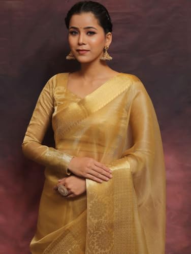 Image of Women's Glory Womens Satin Saree with Silver Woven Border | Elegant Plain Glossy Silk Saree for Party, Wedding, Reception & Festive Style with Unstitched Blouse Piece