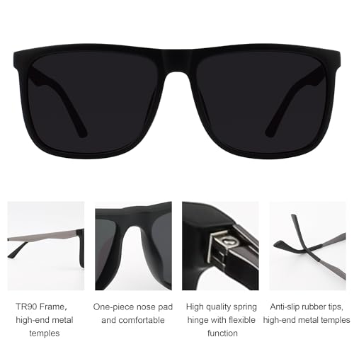 Men's Polarized Flat Top Square rectanglar Sunglasses2
