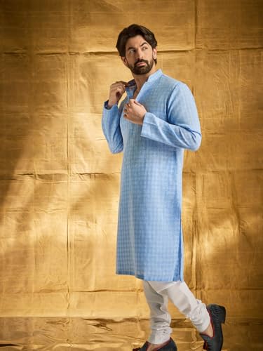 Image of SOJANYA Pastel Green Cotton Blend Kurta with Contrast Button Detailing
