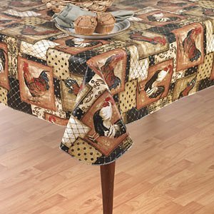 Newbridge Vintage Rooster Flannel Back Vinyl Tablecloth, 52