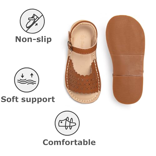 Image of THEE BRON Toddler Girls Vintage Open Toe Sandals Cushioned Comfy Summer Dress Shoes