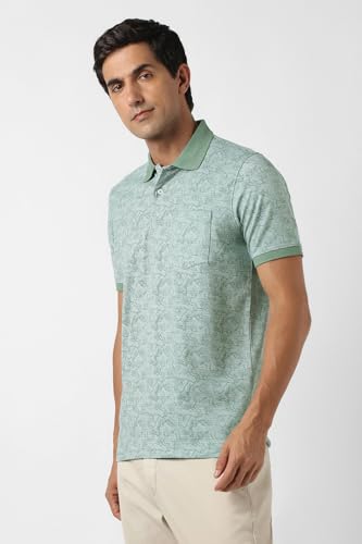 Image of Peter England Men's Cotton Abstract Print Polo T-Shirt - Casual Wear | Stylish & Breathable