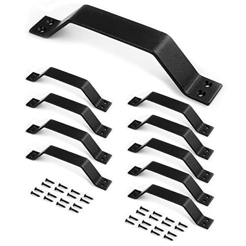 Image of S&Z TOPHAND 9 inch Sliding Barn Door Handle, Black Gate Handle Set, Door Pull, Pull Handle for Sliding Barn Door,Both Interior and Exterior Doors, Door Handle (10)