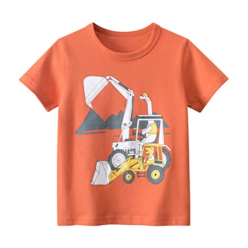 Boys Girls Excavator Graphic Kids T-Shirt Cotton Short Sleeve Tee for Toddler Baby Summer Casual Round Neck Top Clothes