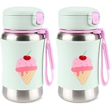 Skip Hop Toddler Sippy Cup with Straw, Sparks Stainless Steel Straw Bottle, Ice Cream Pack of 2
