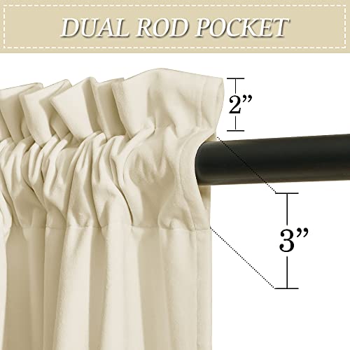 Image of RYB HOME Velvet Curtains 90 inches - Beige Plush Soft Window Curtain Panels Light Reducing Minimalist Modern Home Decor for Bedroom Kids Room Office, W52 x L90, 2 Panels Set | Thermal Insulated, Privacy, Sunlight UV Heat Blocking, Luxurious Decor, Dining Room Nursery, Rod Pocket, W52 x L90, 2 Panels