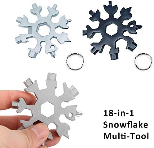 Vaughenda 18-in-1 Stainless Steel Multitools Snowflake Keychain Tool, Portable Multi-Tool Card Combination EDC Tools Keychain/Bottle Opener/Screwdriver /Pendant/Men's Gift