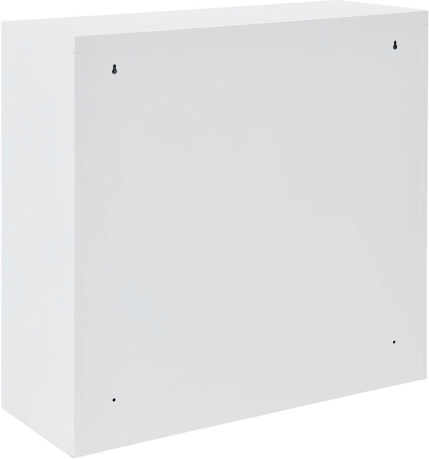 Global Industrial Clear View Wall Storage Cabinet with Locking Recessed Handle, 2 Adjustable Shelves, Steel Construction, 30" W x 12" D x 30" H, Off White, Ships Assembled