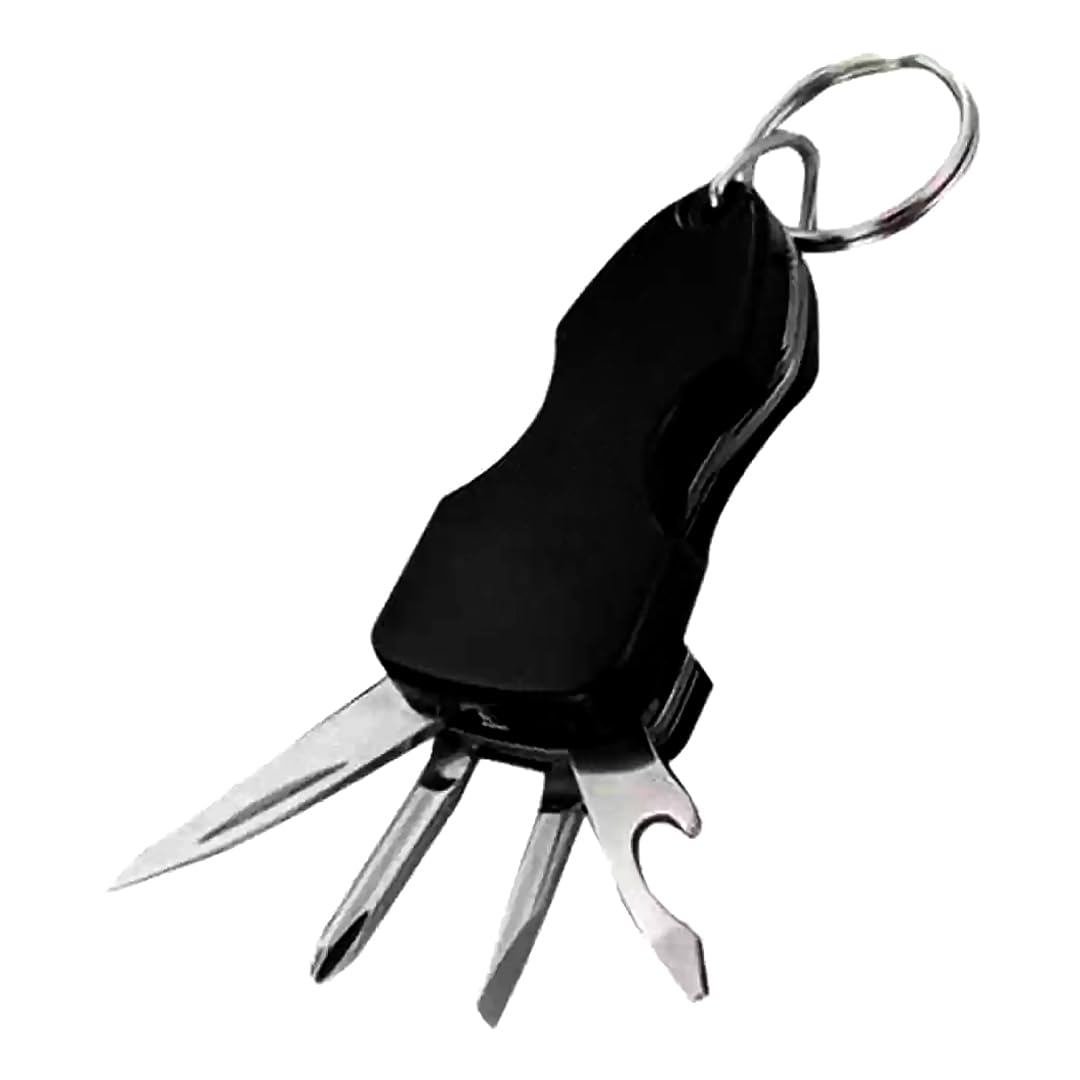 Military Mini Army Toolkit, Screwdriver, Keychain and Other Functions, 6 in 1 Multi Function Tool Bottle Opener Keychain With Torch Gift for Birthday for Brother, Friend, Boyfriend(Black)-image-28