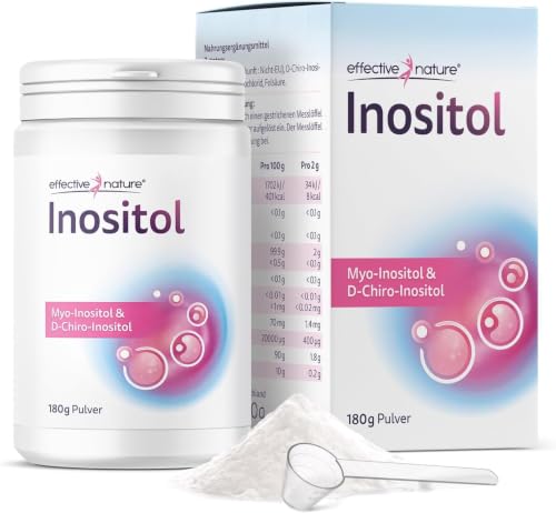 effective nature Inositol Pulver 180 g - Myo & D-Chiro im Optimalen Verhältnis - Mit 400 g Folsäure & 1 4 mg Vitamin B6 pro Tagesdosis - Vegan