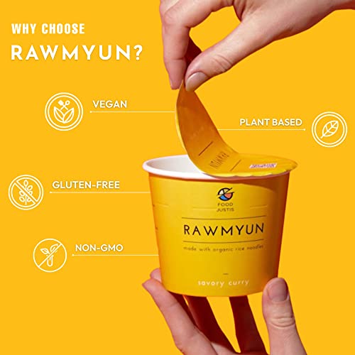 RAWMYUN Korean Ramen Superfood Ingredients Healthy Ramen Gluten Free Ramen Plant-Based Vegan Cup Noodles Instant Soup Organic Rice Noodles Low Sodium | Real Ingredients Only, Non-GMO, No Artificial Flavors, No MSG (Variety Pack 12PK - 6 Gangnam Spicy + 6 Savory Curry)