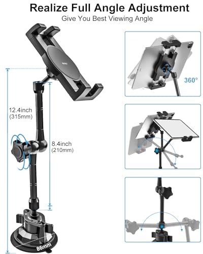 Soporte para tableta de camión con brazo de metal robusto compatible con iPad Pro y Galaxy Tab 4