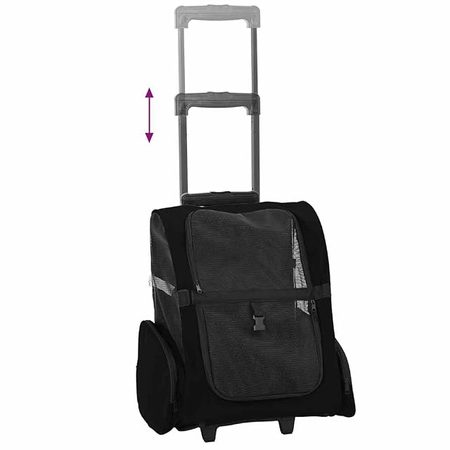 Foto 3 de 8 de vidaXL Carrito para Mascotas 3 en 1, diseño Negro, 48 x 32 x (57-106) cm
