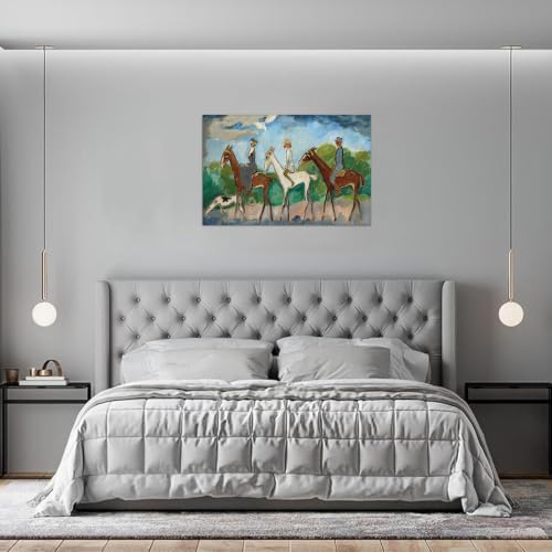 Tableau Horseback impression sur toile moderne 90x60cm sans cadre déco