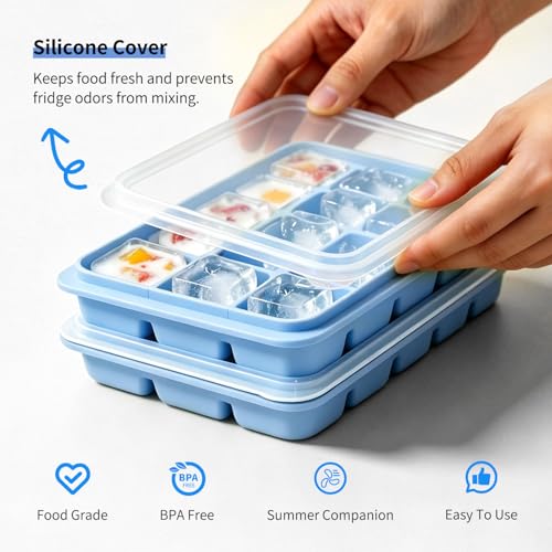 Bandeja de cubitos de hielo de silicona con tapa, 1 unidad 15 cubos miniatura 6