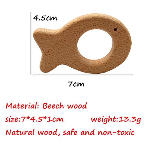 2Pcs Natural Wooden Fish Pendant Pure Natural Beech Wood Animal Shape For Handmade Necklace/Bracelet (Fish 2Pcs) #TOP1