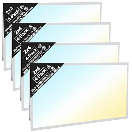 ZYTSSOR 2x4 LED Flat Panel Light, Drop Ceiling Office Fixture, 4-Pack, Selectable Features...