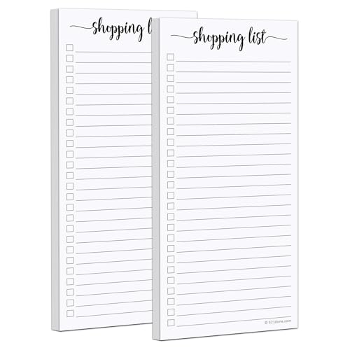 321Done Lot de 2 blocs-notes fins pour liste de courses, fabriqués aux États-Unis – 9,4 x 21,6 cm, lignés pour l'université, liste d'épicerie portable...