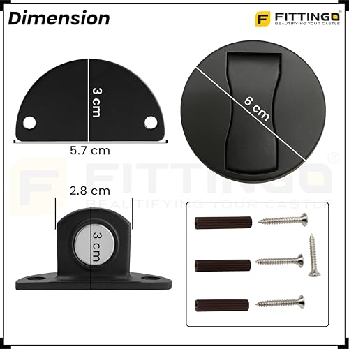 Image of Round Magnetic Door Stopper Black Finish Stainless Pack 1