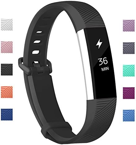 Fundro Fitbit Alta Bands, Soft Silicone Replacement Classic Bands Available in Varied Colors with Secure Buckle for Fitbit Alta HR and Fitbit Alta (C# 1-Pack Black, Small (6.2"-7.1"))