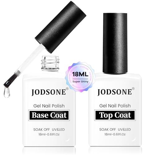 JODSONE 2 Bottles 18ml Top Coat Base Coat Gel Polish Set Compatib...