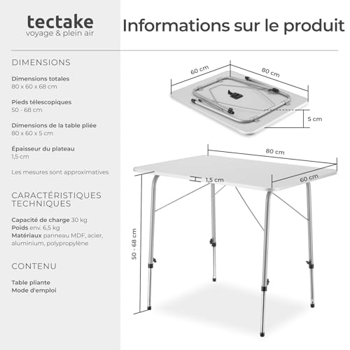 Table de camping pliante extérieur pour vos repas de vacances