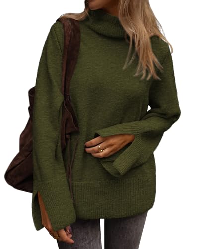 ATHMILE Fall Fashion Sweaters for Women Turtleneck Long Sleeve Casual Loose Knit Pullover Tops Winter Clothes 2025