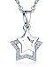 Produktbild Unendlich U Damen Halskette Beweglich Doppel Pentagramme Sterne 925 Sterling Silber Zirkonia Anhänger Kette, mit Weiße Geschenkbox/Blaue Geschenktasche (Silber(mit Geschenktasche))