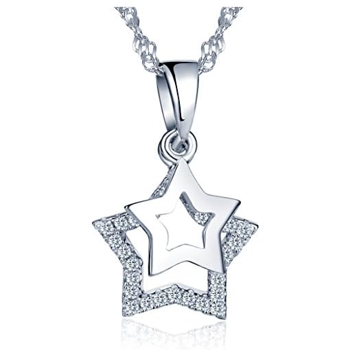 Infinite U Collier pendentif en argent 925 pour femme fille L'étoile d'amour orné zircon cubique brillant Cadeau pour maman