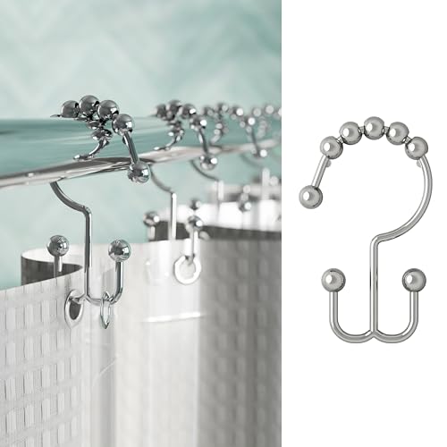 Zenna Home Shower Curtain Hooks, Chrome, Set of 12 – Premium Shower Curtain and Liner Rings with Double Roller Glide and Double-Sided Design – Rust Resistant by Zenna Home - Used condition - US$9.37